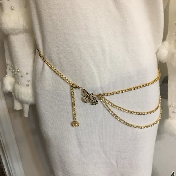 Goldtone Butterfly Belly Chain up to 34 Waist Gorgeous and Fun Drawer 6 - Picture 1 of 5